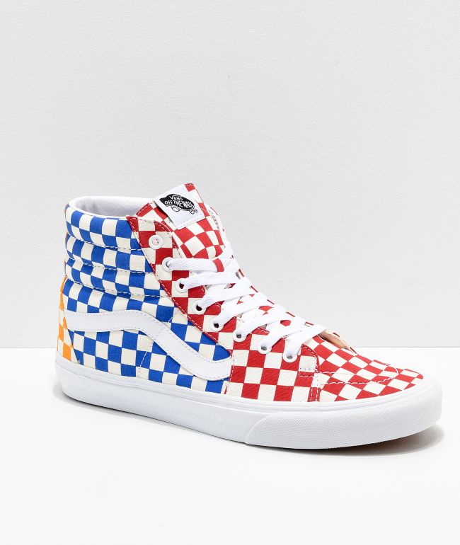 pink and blue checkered vans